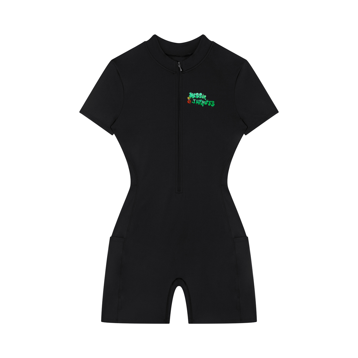 Street Green Quarter-Zip Short Sleeve Romper