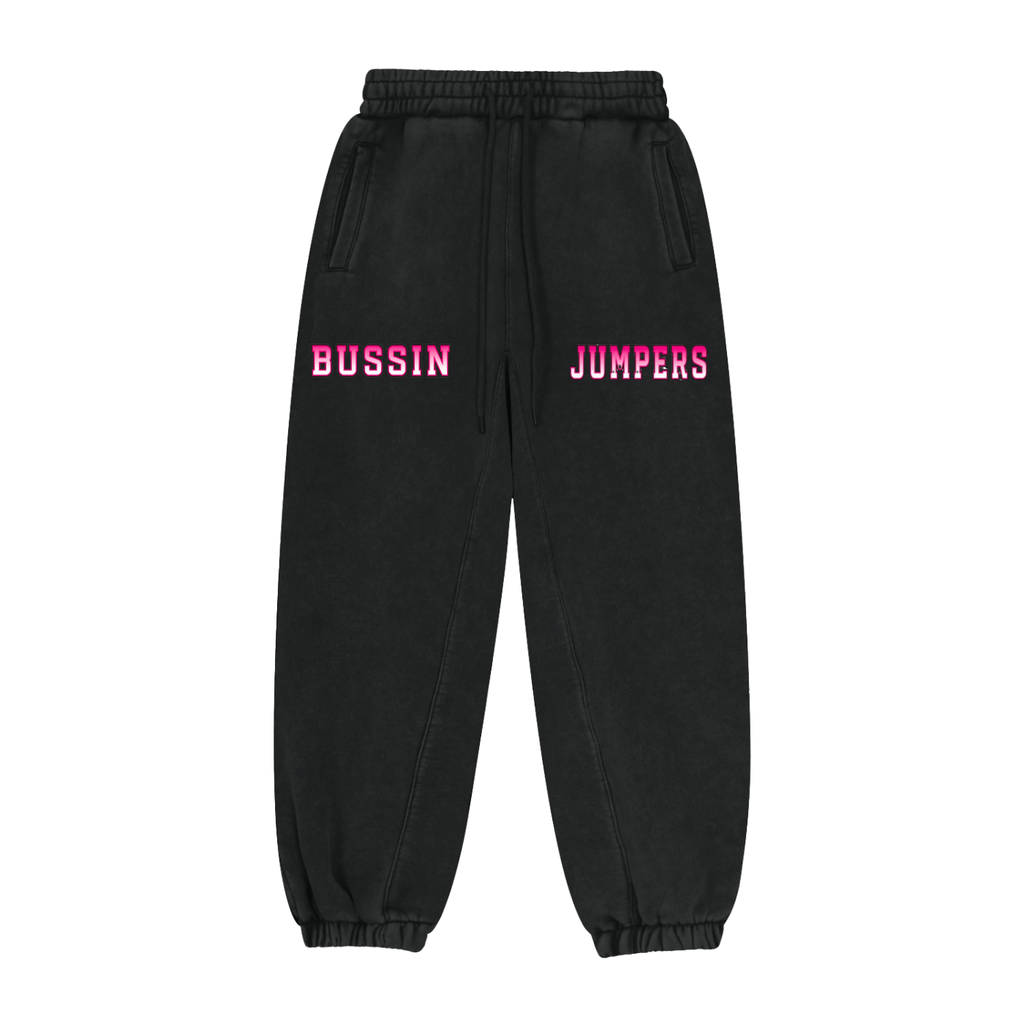 Black & Light Gray & Pink Jogger Sweatpants