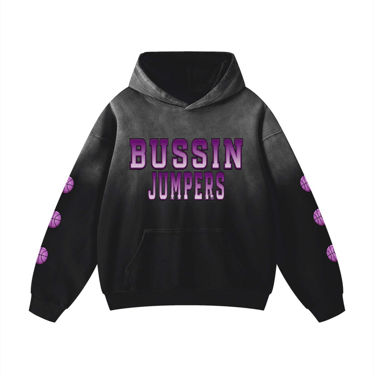 Smoke Black & Purple Oversized Hoodie