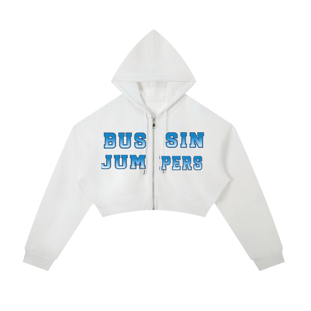 Essential Jean Blue Cropped Zip-Up Hoodie