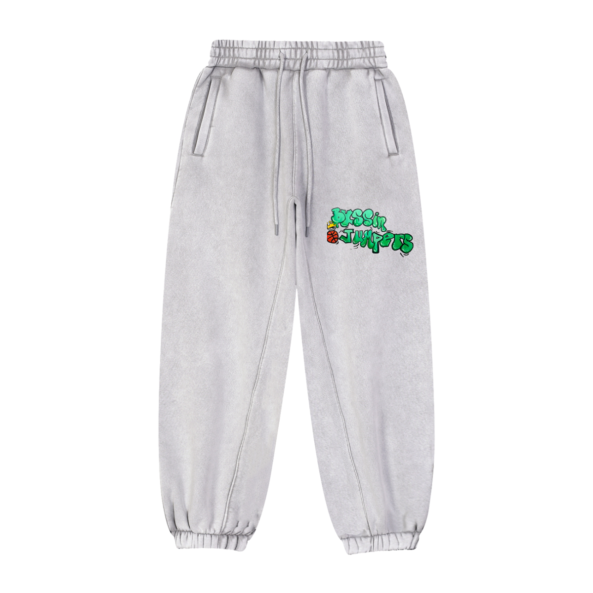 Black & Light Gray & Street Green Jogger Sweatpants