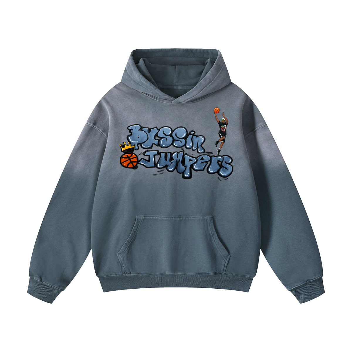 Street Gray Blue Oversized Hoodie