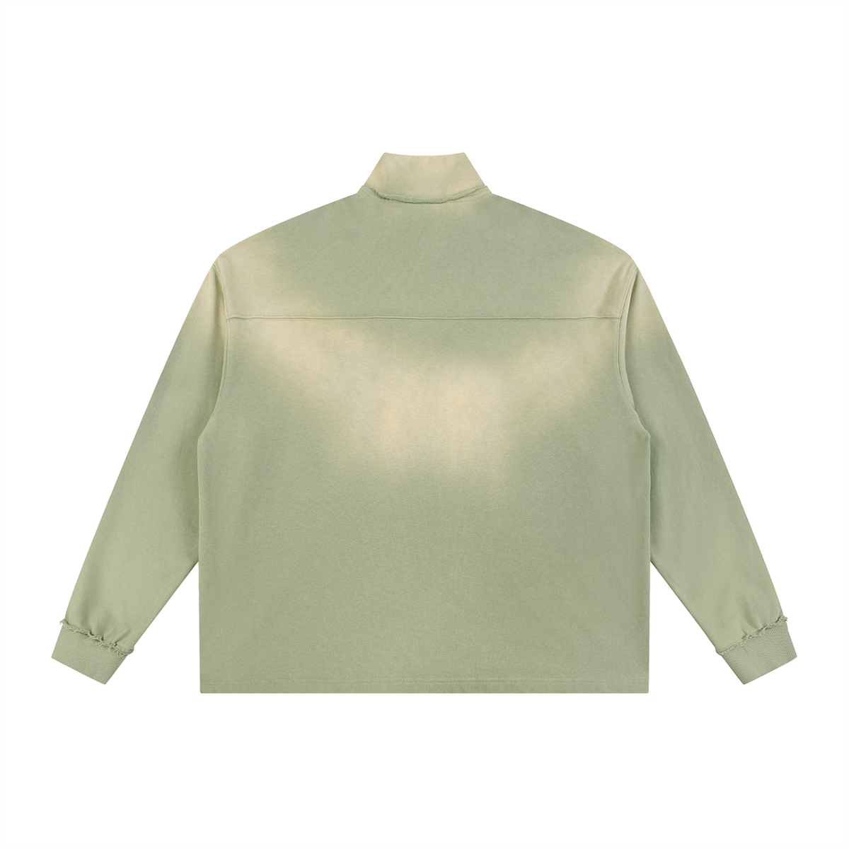 Sun Fade Street Green Raw Edge Quarter-Zip Sweatshirt