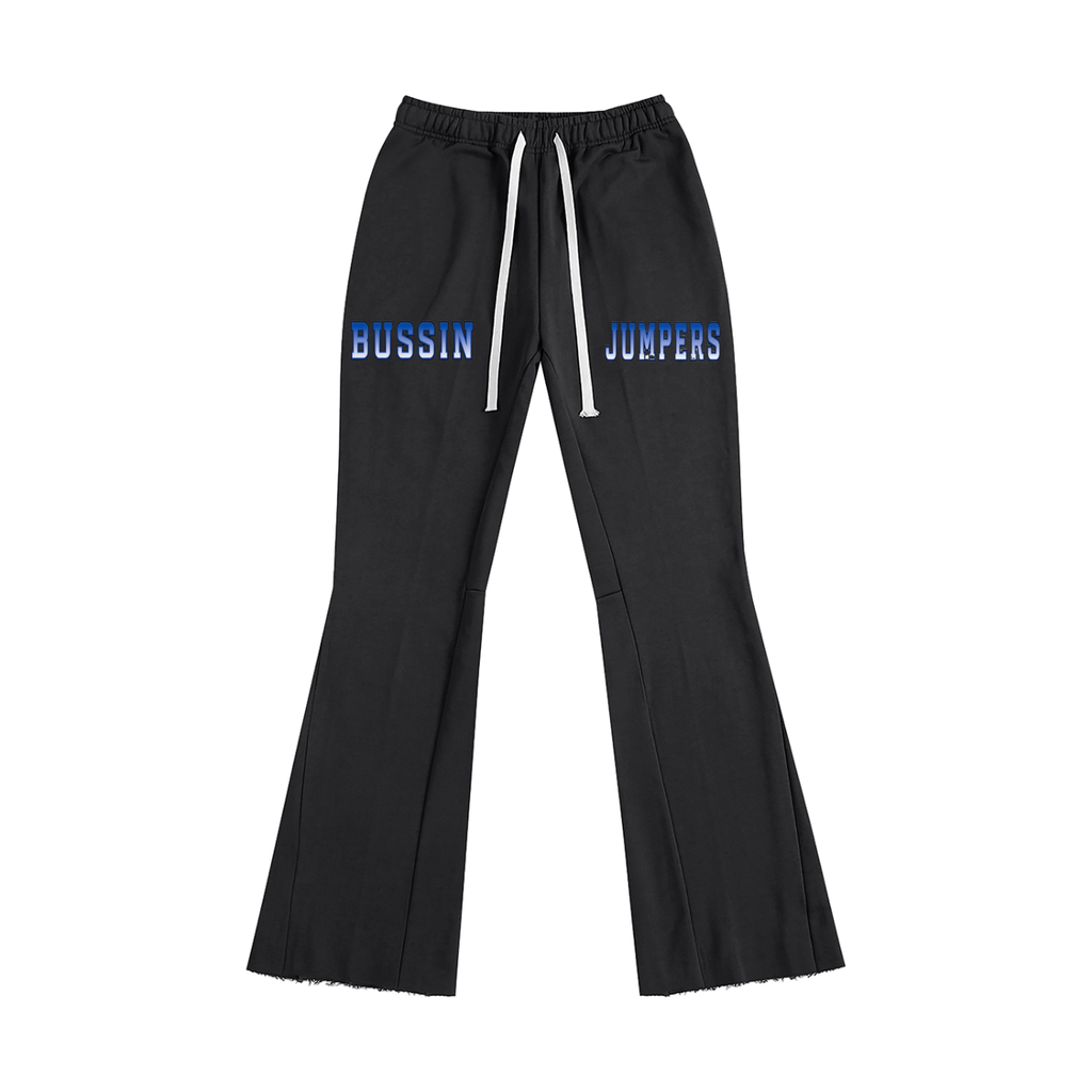 Smoke Gray & Blue Flared Sweatpants