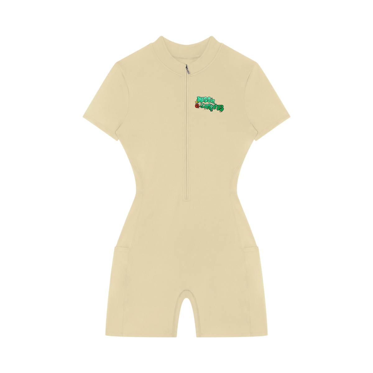 Street Green Quarter-Zip Short Sleeve Romper
