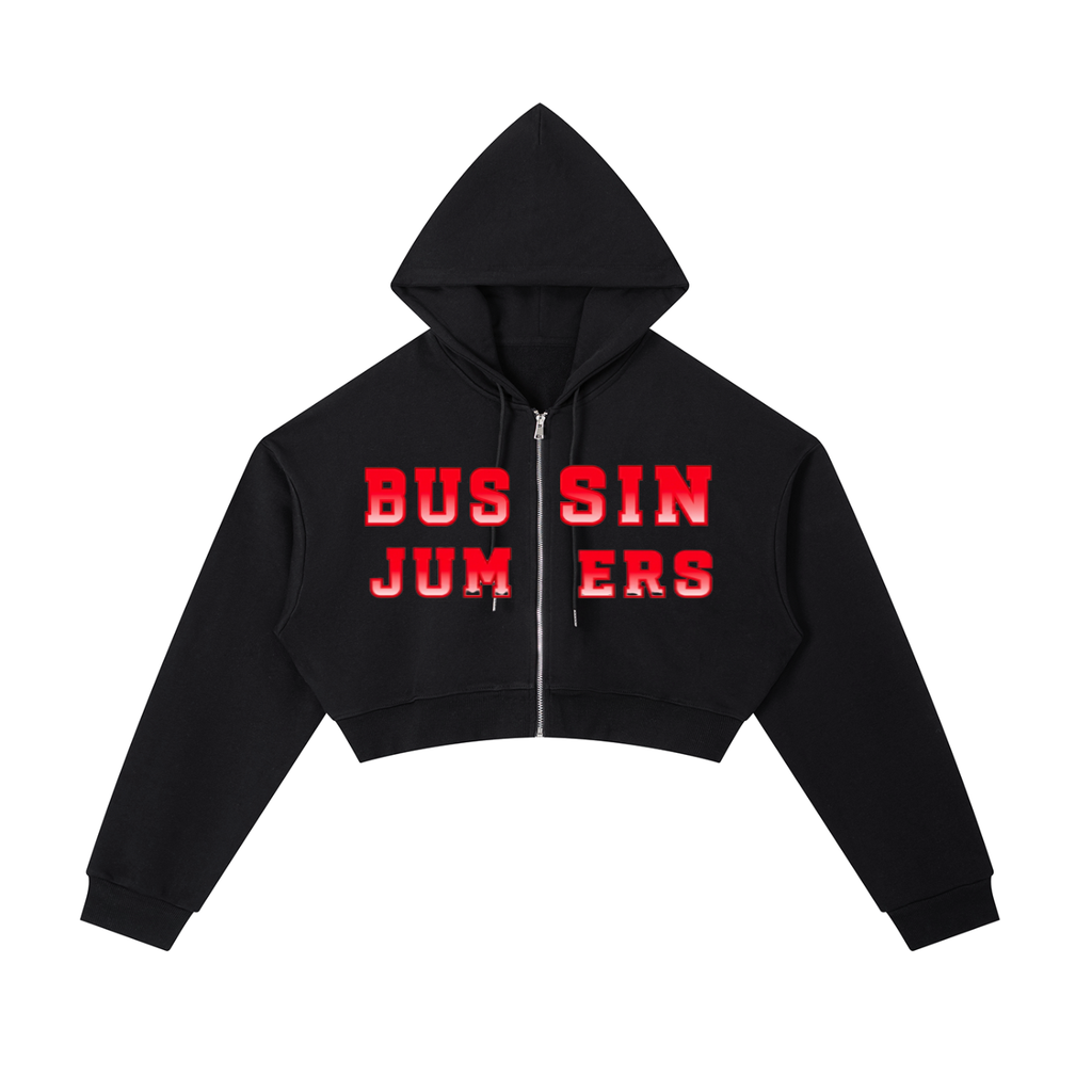 Essential Red Cropped Zip-Up Hoodie