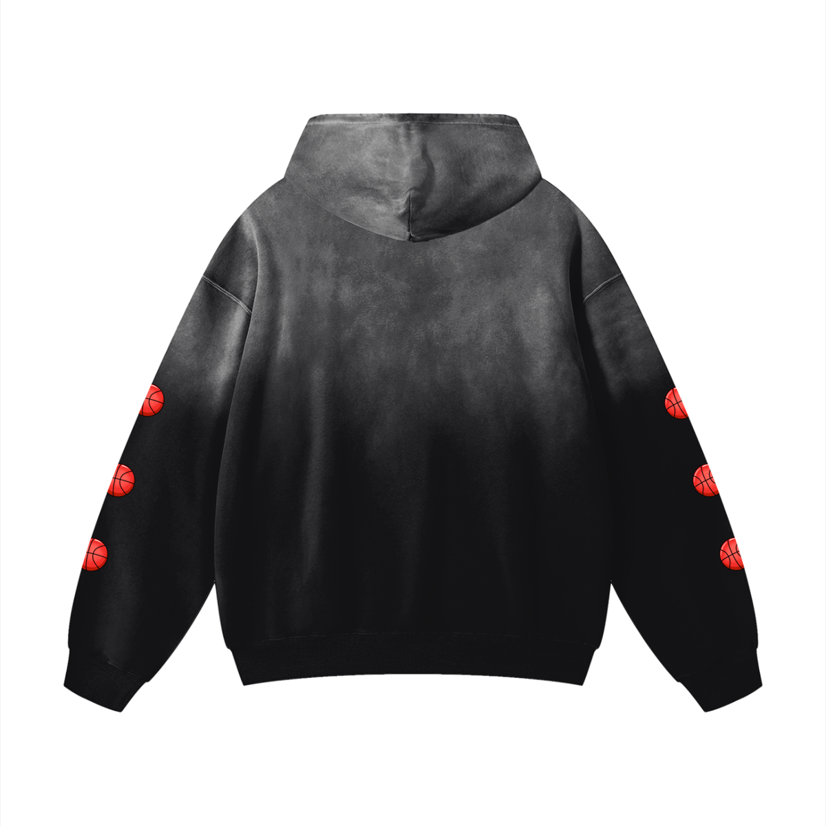 Smoke Black & Red Oversized Hoodie