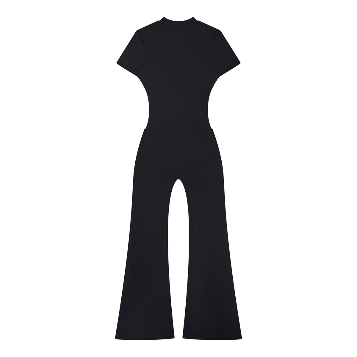 Street Pink Tight Flared Leg Quarter-Zip Jumpsuit