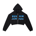 Essential Jean Blue Cropped Zip-Up Hoodie