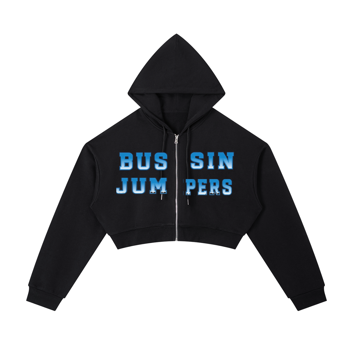 Essential Jean Blue Cropped Zip-Up Hoodie