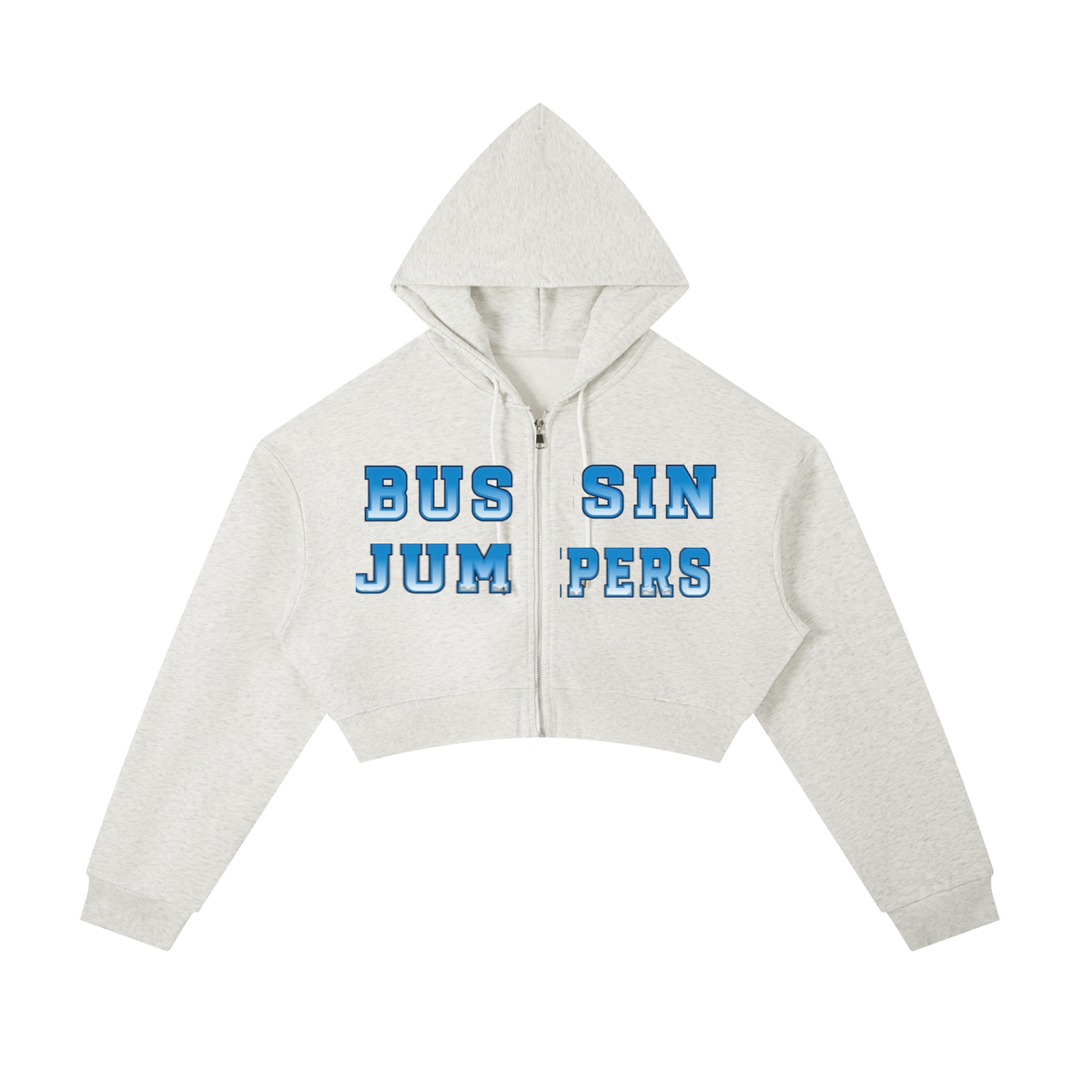 Essential Jean Blue Cropped Zip-Up Hoodie