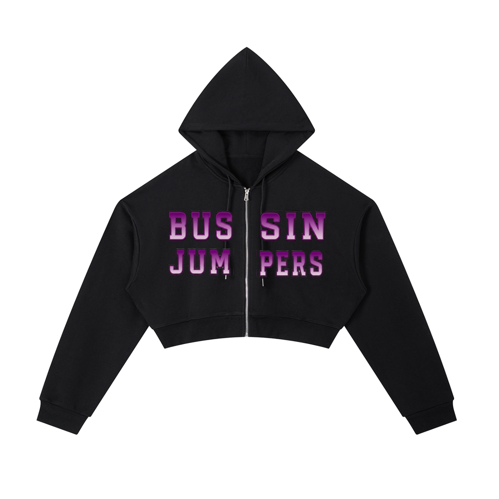 Essential Purple Cropped Zip-Up Hoodie