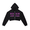 Essential Purple Cropped Zip-Up Hoodie