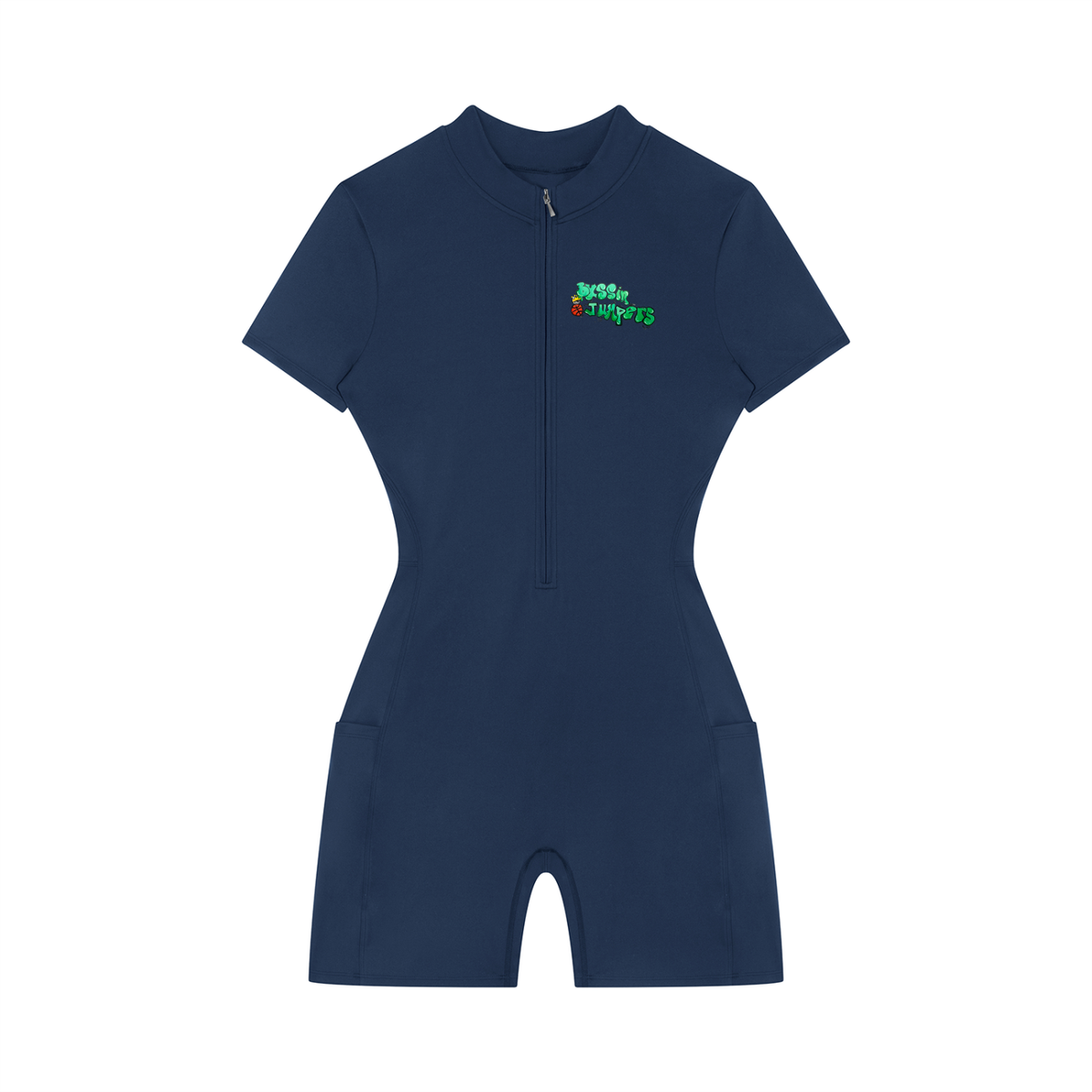 Street Green Quarter-Zip Short Sleeve Romper