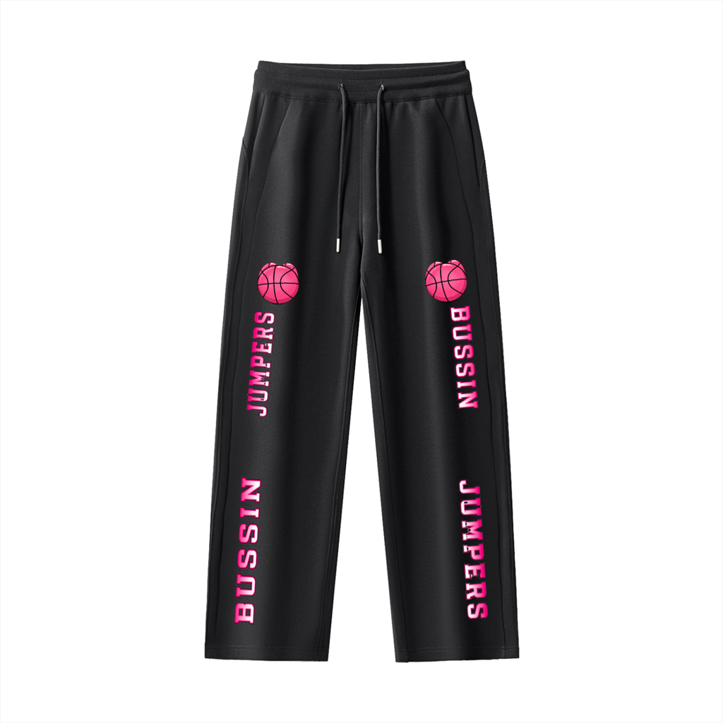 Essential Pink Drawstring Straight-Leg Sweatpants