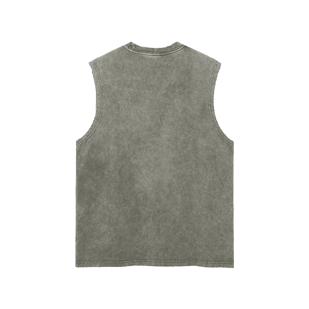 Street Green Frayed Hem Tank Top
