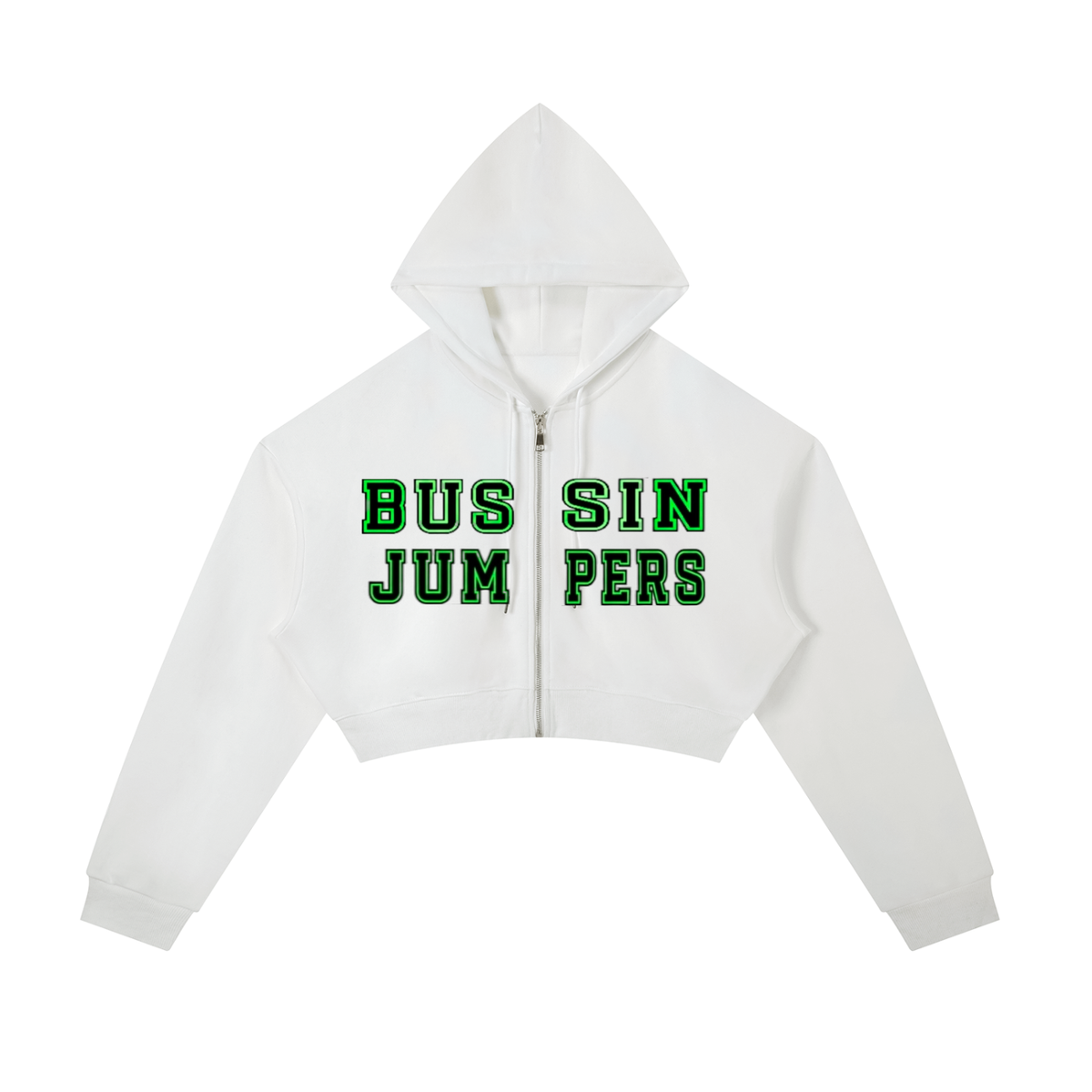 Essential Green Cropped Zip-Up Hoodie