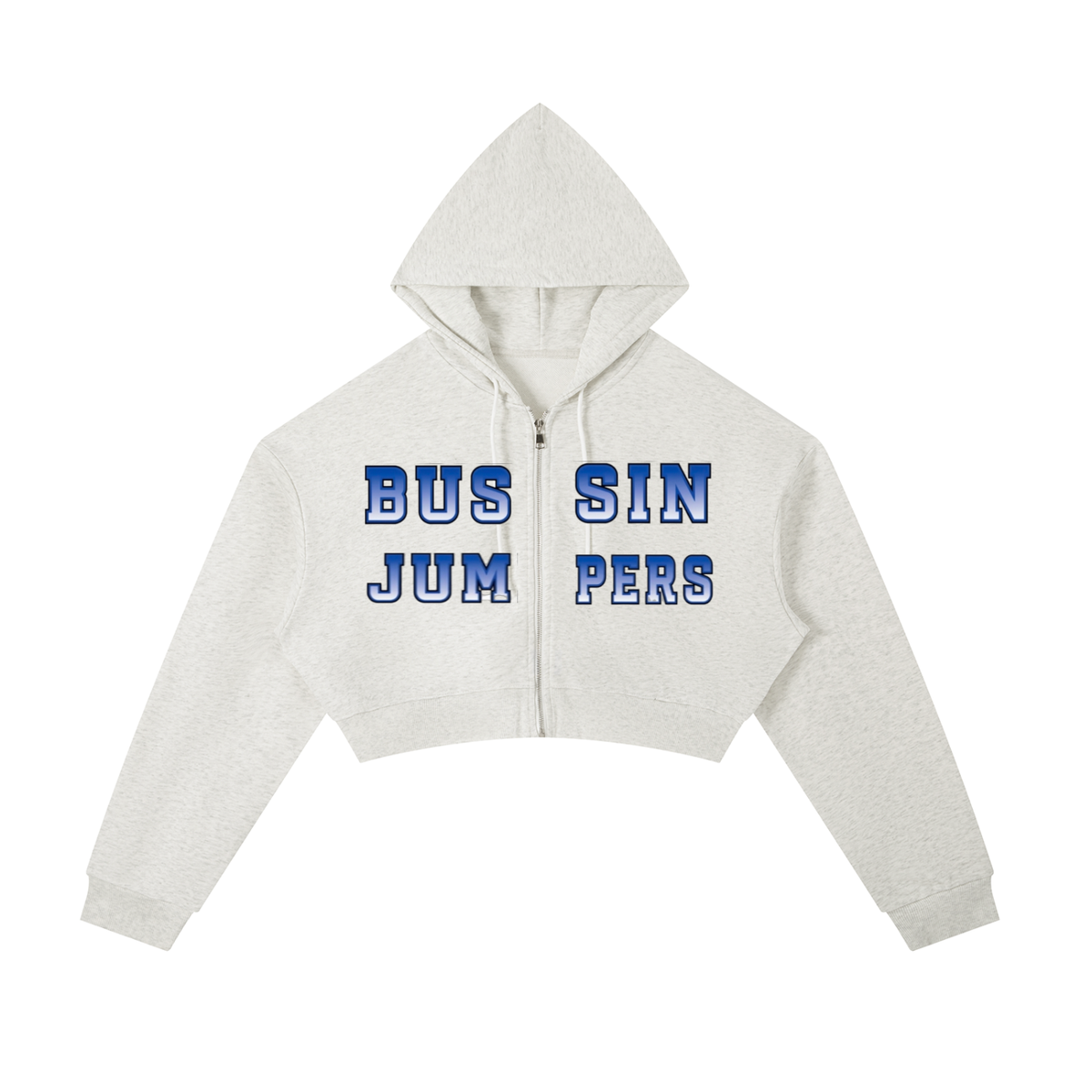Essential Blue Cropped Zip-Up Hoodie