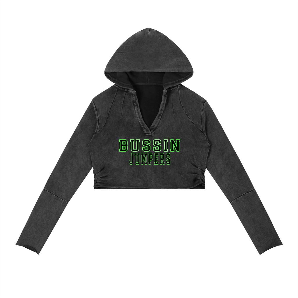 Vintage Green Washed Raw Edge Hoodie