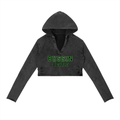 Vintage Green Washed Raw Edge Hoodie