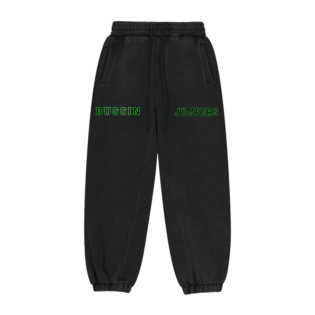 Black & Light Gray & Green Jogger Sweatpants