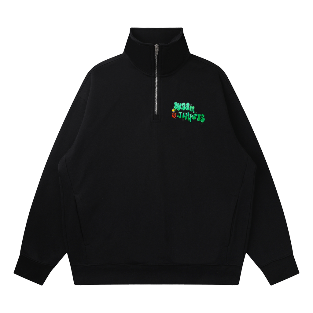 Quarter-Zip Street Green Drop Shoulder Sweatshirt
