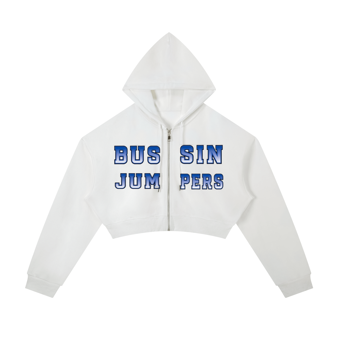 Essential Blue Cropped Zip-Up Hoodie