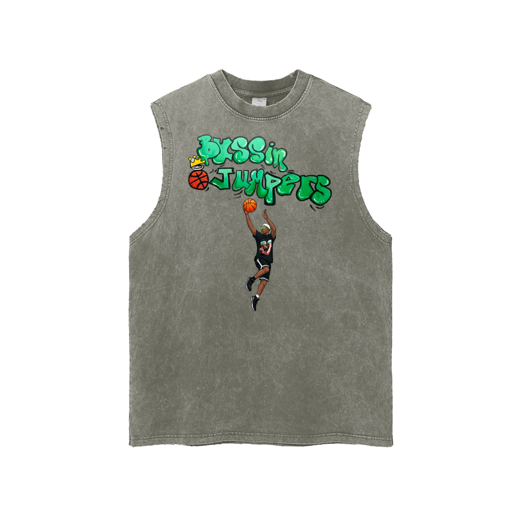 Street Green Frayed Hem Tank Top
