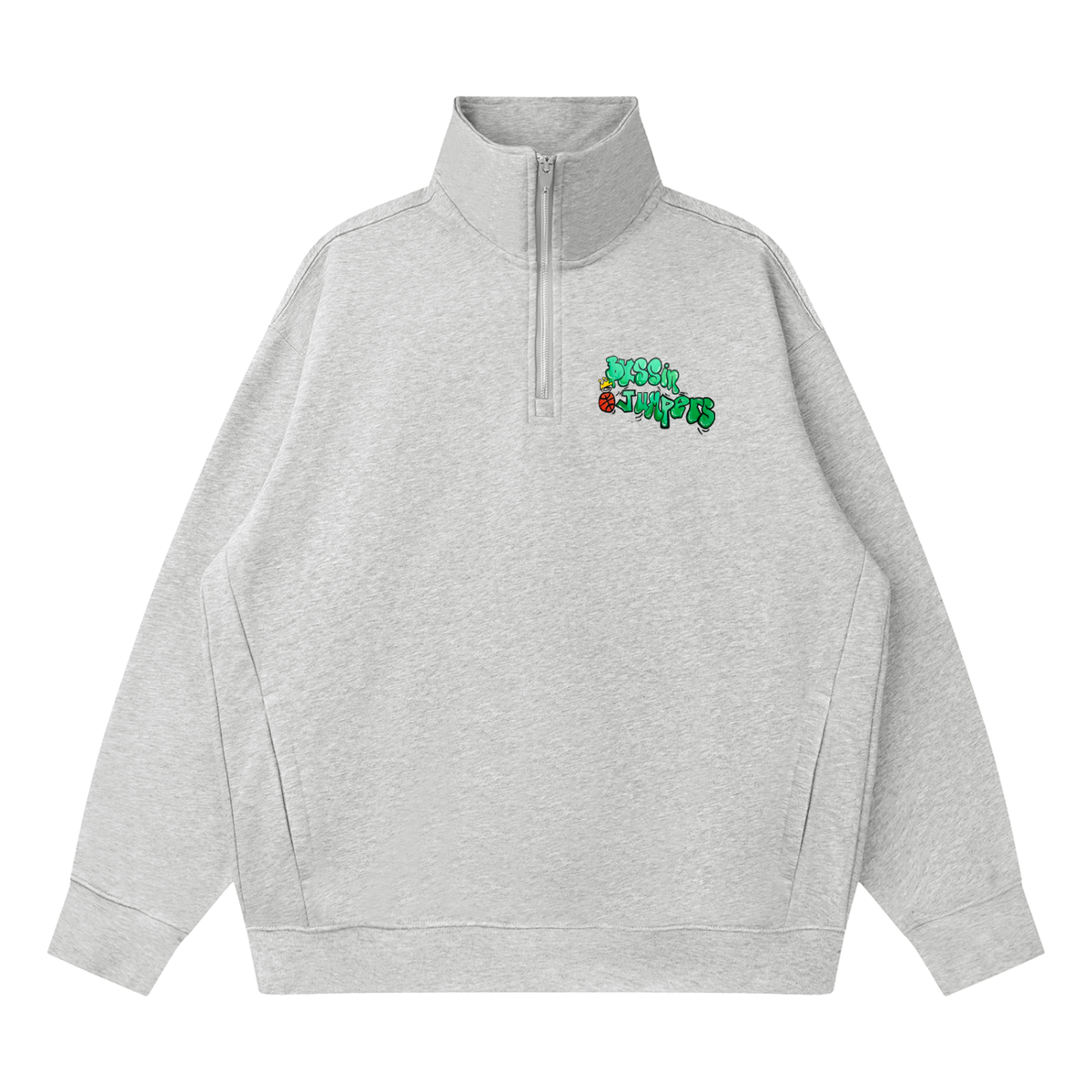 Quarter-Zip Street Green Drop Shoulder Sweatshirt