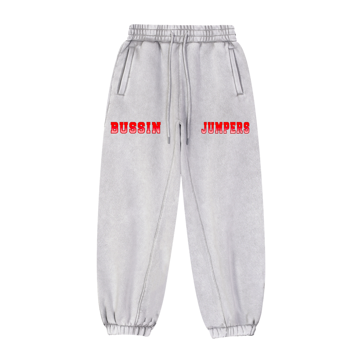Black & Light Gray & Red Jogger Sweatpants
