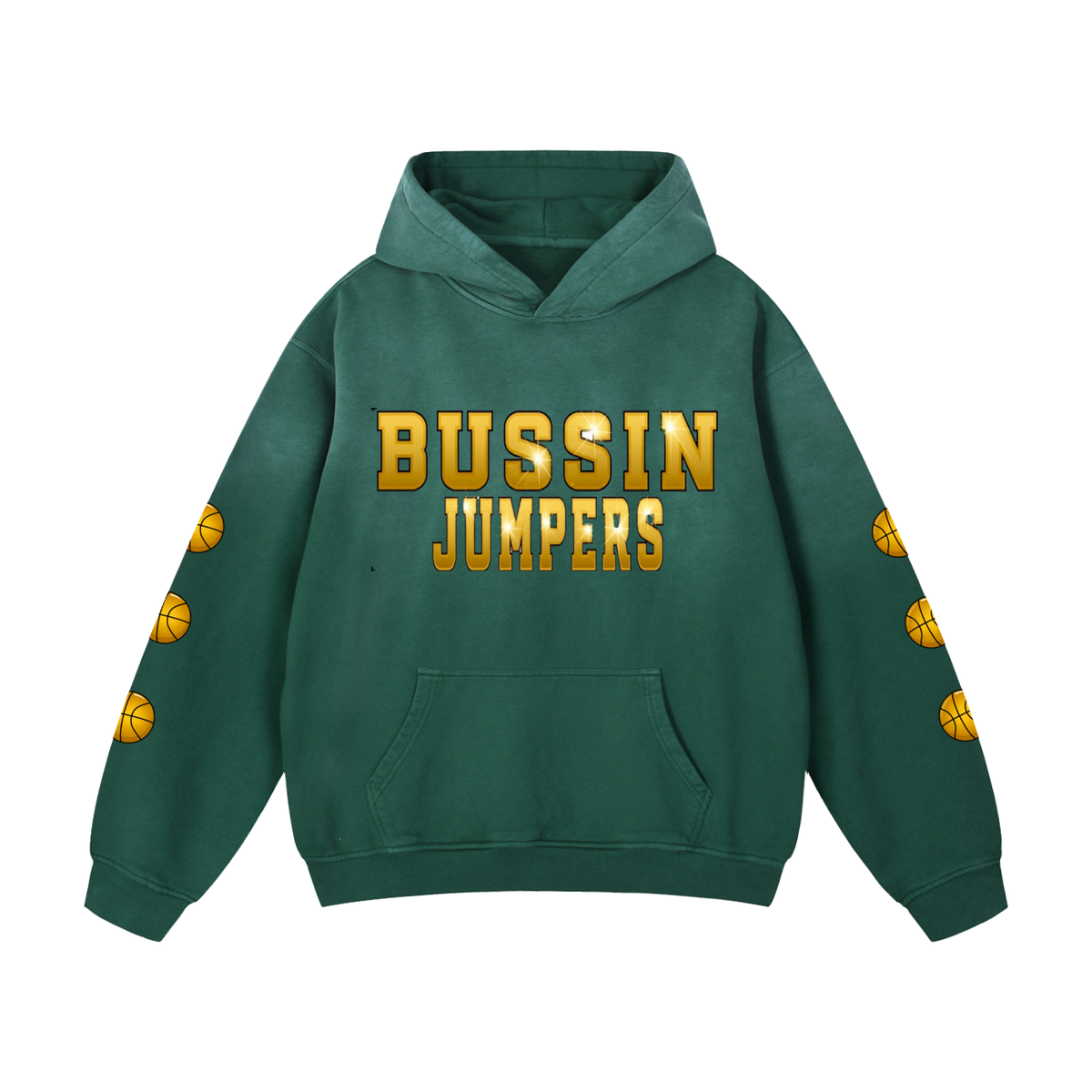 Smoke Green & Gold Oversized Hoodie