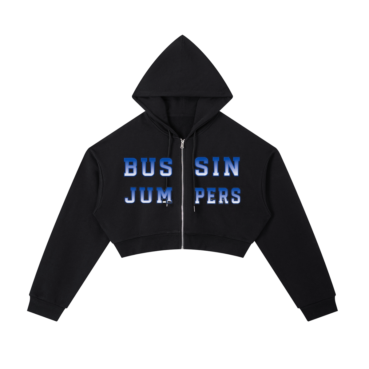 Essential Blue Cropped Zip-Up Hoodie