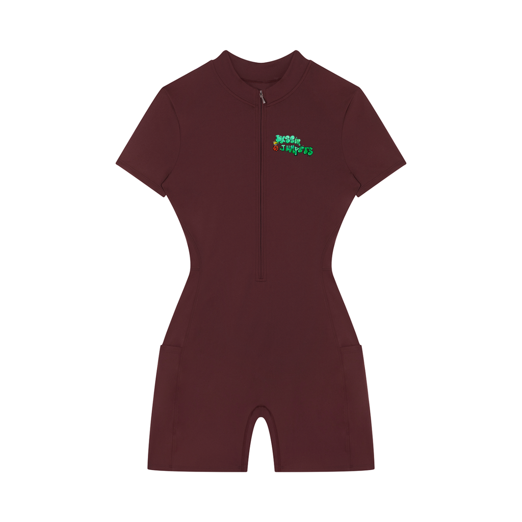 Street Green Quarter-Zip Short Sleeve Romper