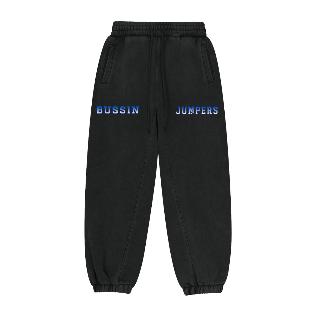 Black & Light Gray & Jean Blue Jogger Sweatpants