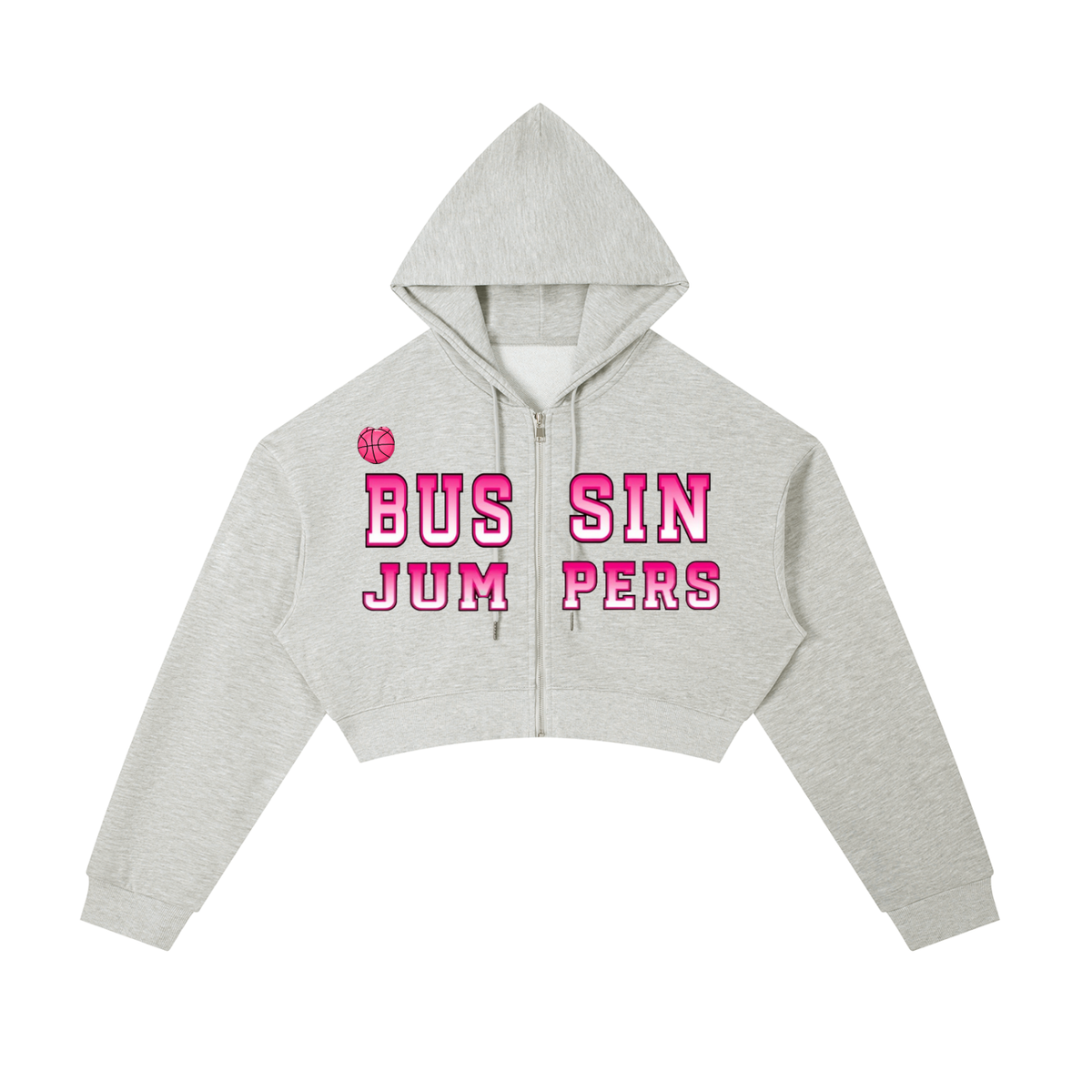 Essential Pink Cropped Zip-Up Hoodie