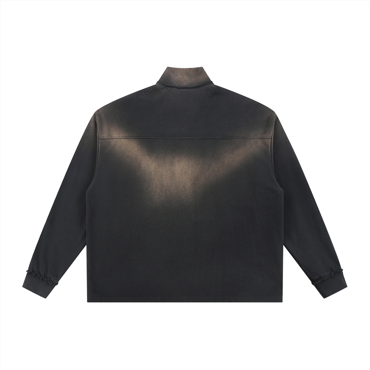 Sun Fade Street Green Raw Edge Quarter-Zip Sweatshirt