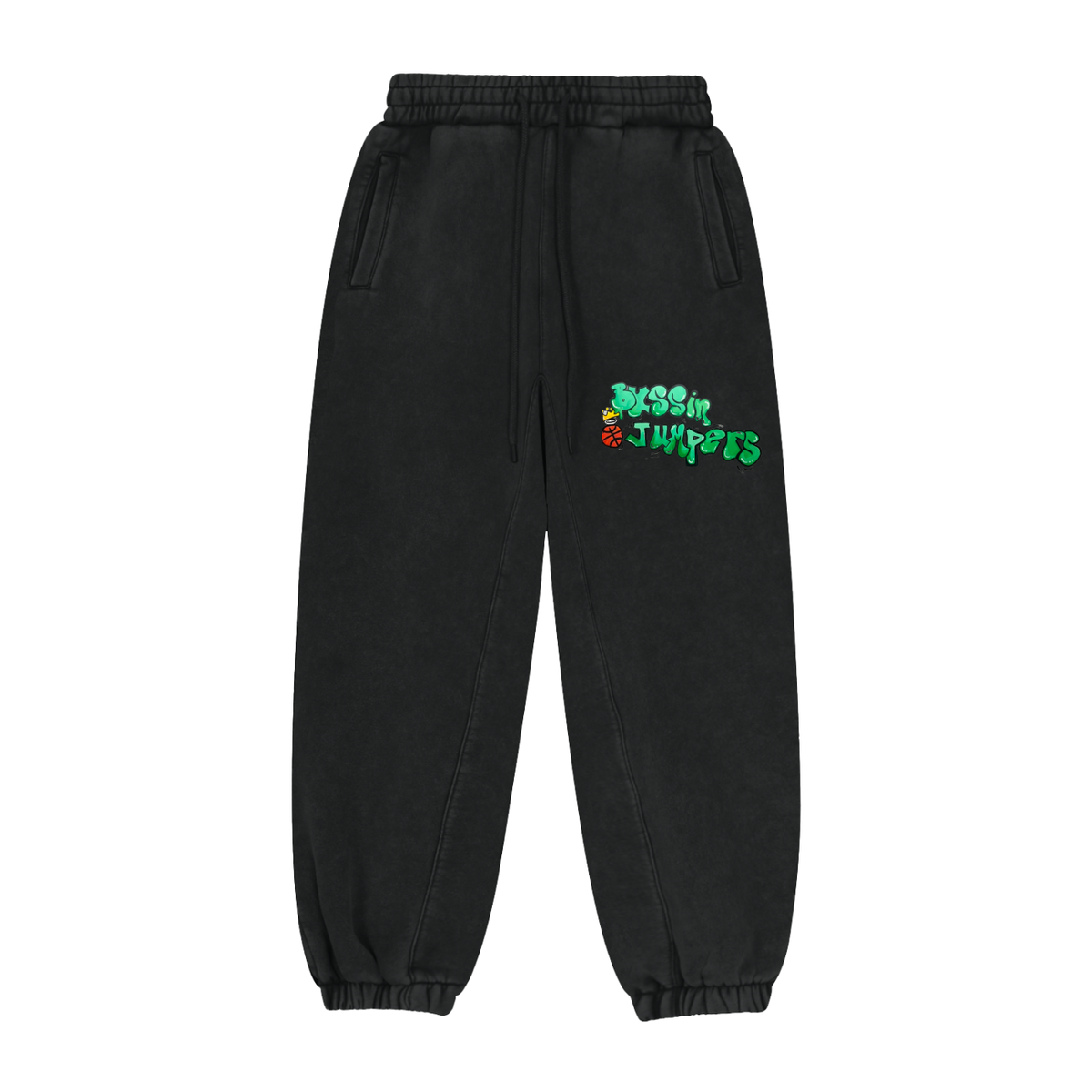 Black & Light Gray & Street Green Jogger Sweatpants