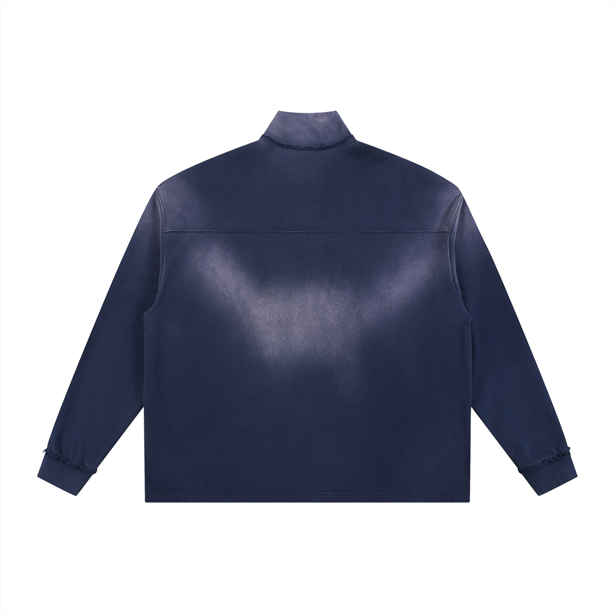 Sun Fade Street Green Raw Edge Quarter-Zip Sweatshirt