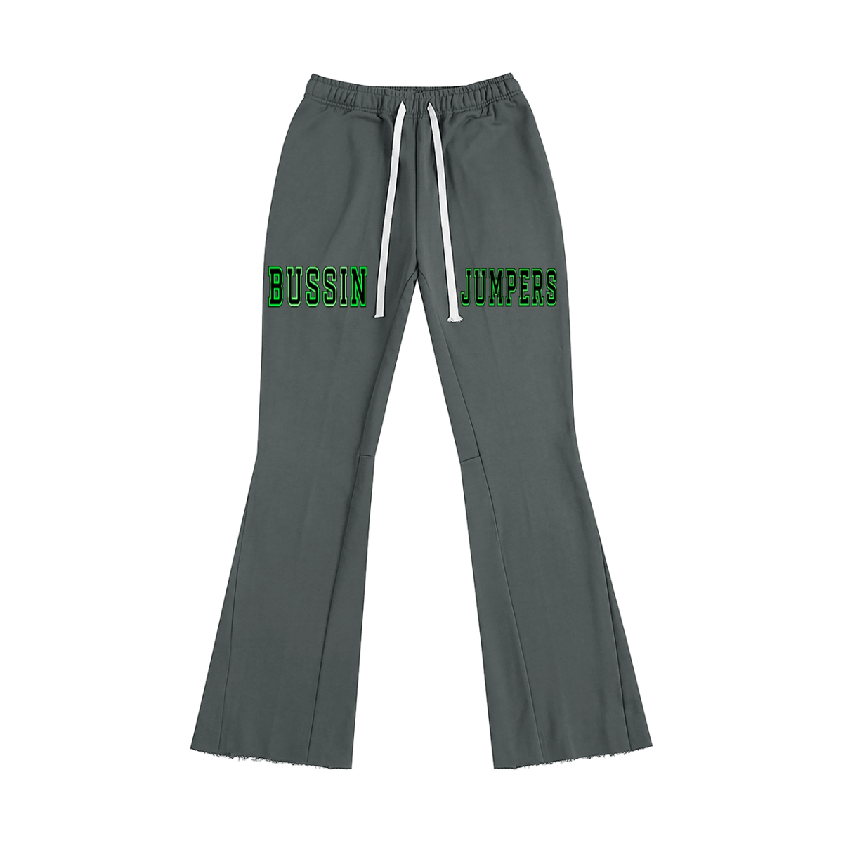 Smoke Grey & Green Flared Sweatpants
