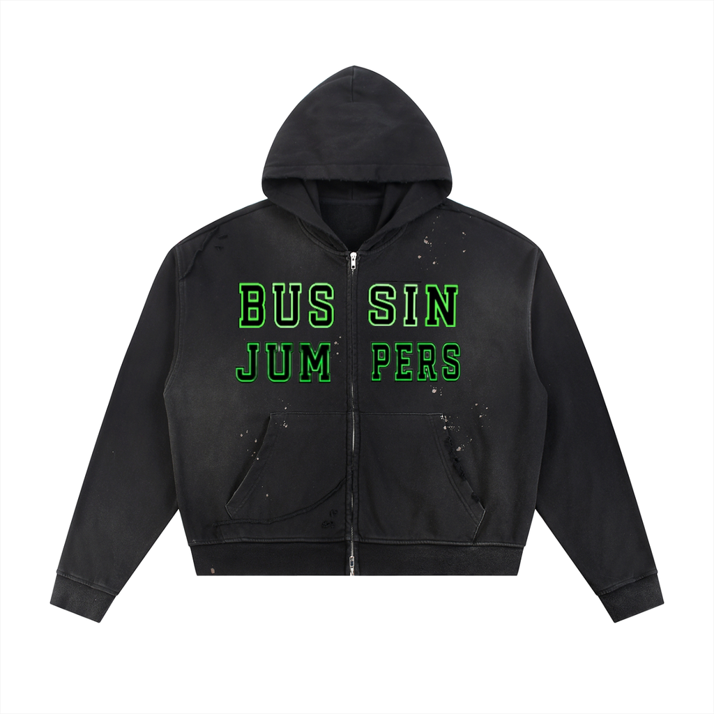Sun Fade Green Zip Hoodie