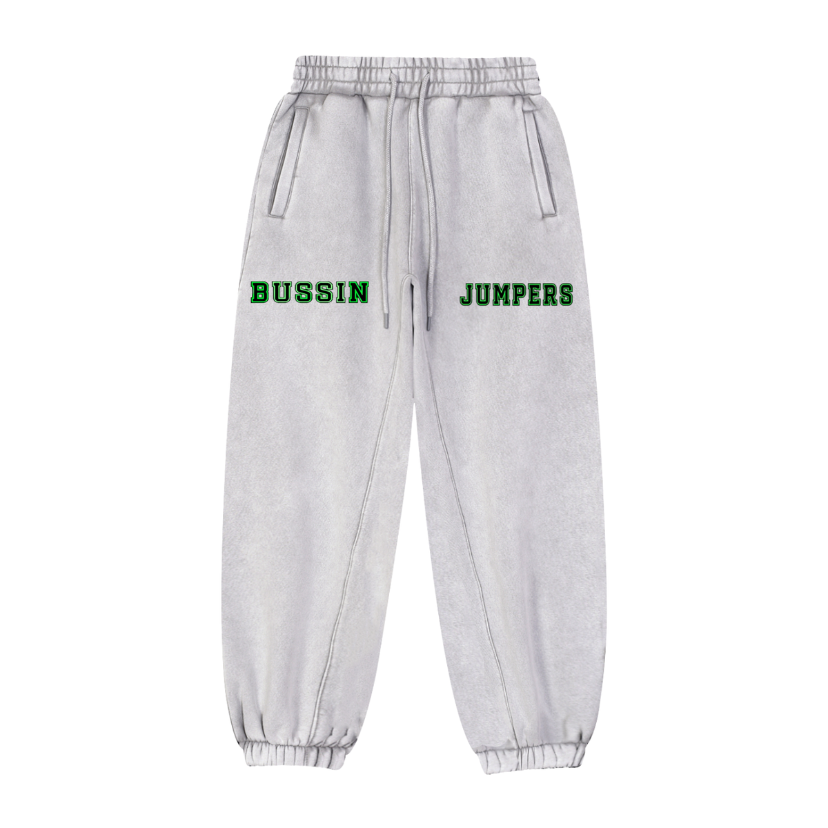 Black & Light Gray & Green Jogger Sweatpants