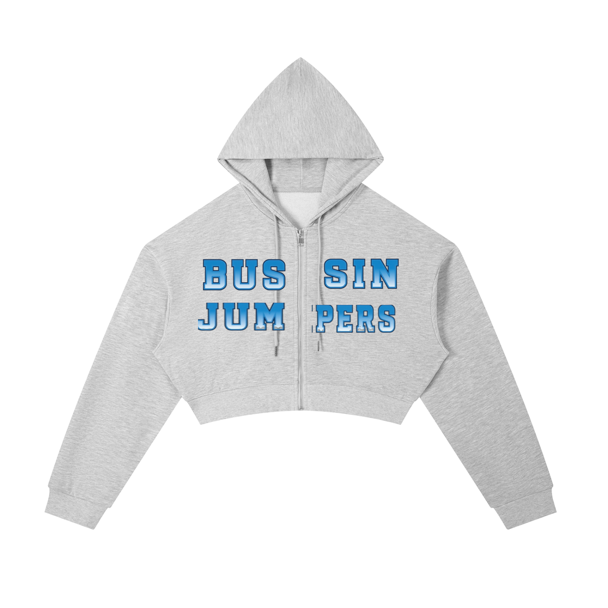 Essential Jean Blue Cropped Zip-Up Hoodie