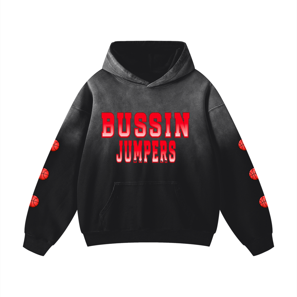 Smoke Black & Red Oversized Hoodie