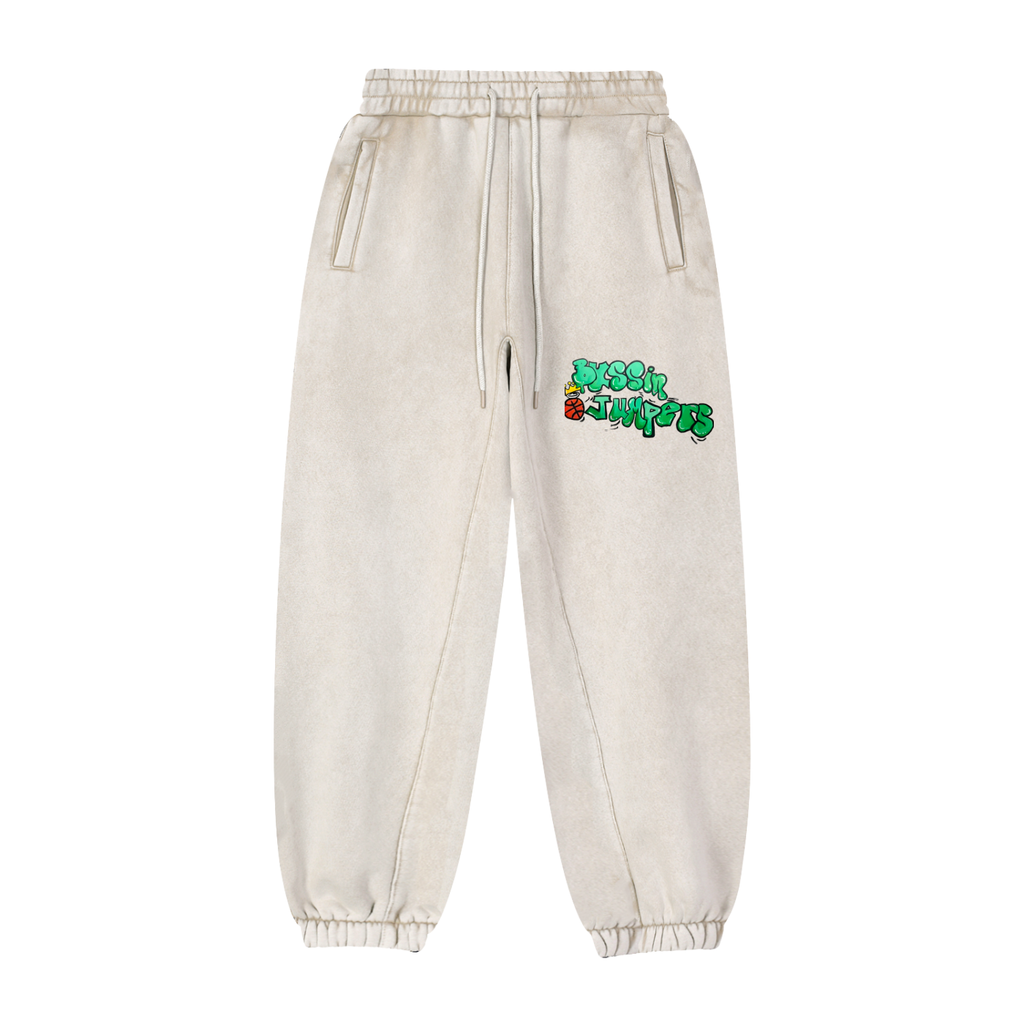 Black & Light Gray & Street Green Jogger Sweatpants