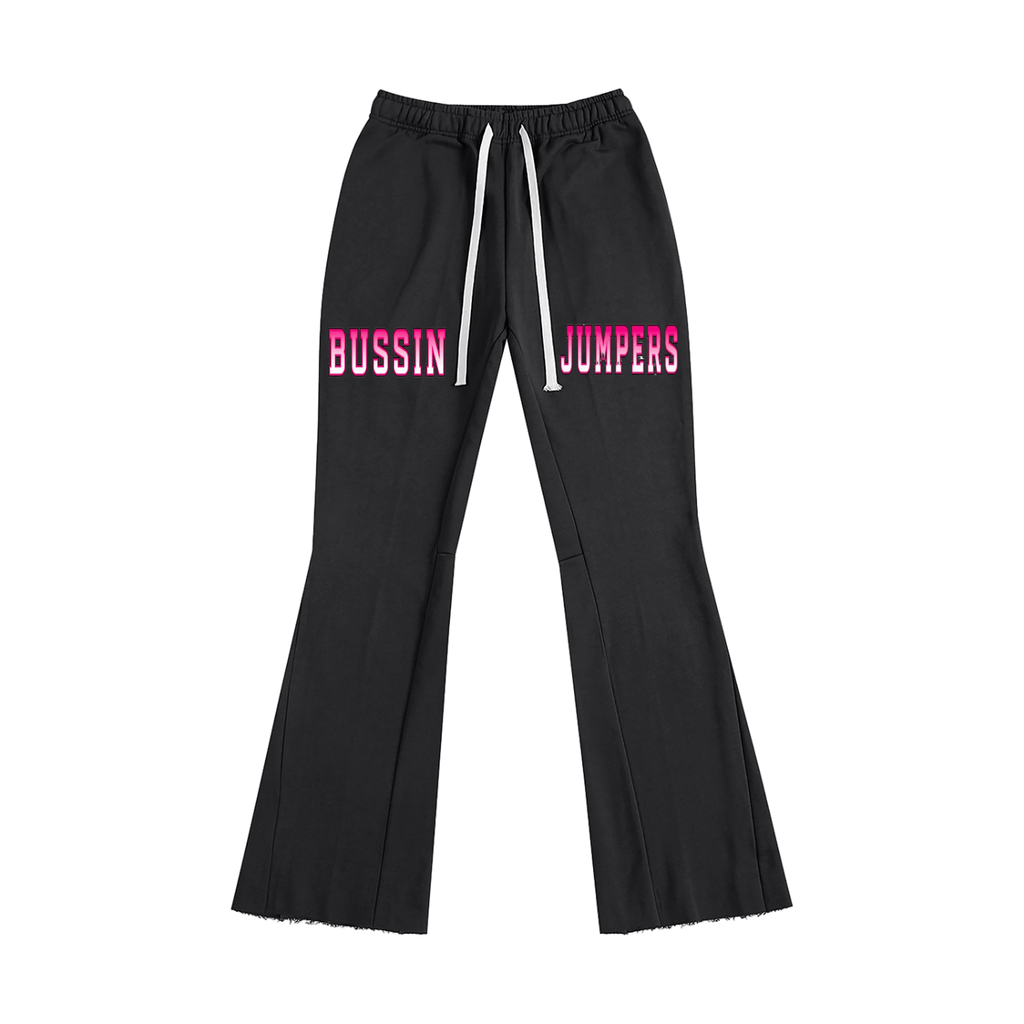 Smoke Pink & Black Flared Sweatpants