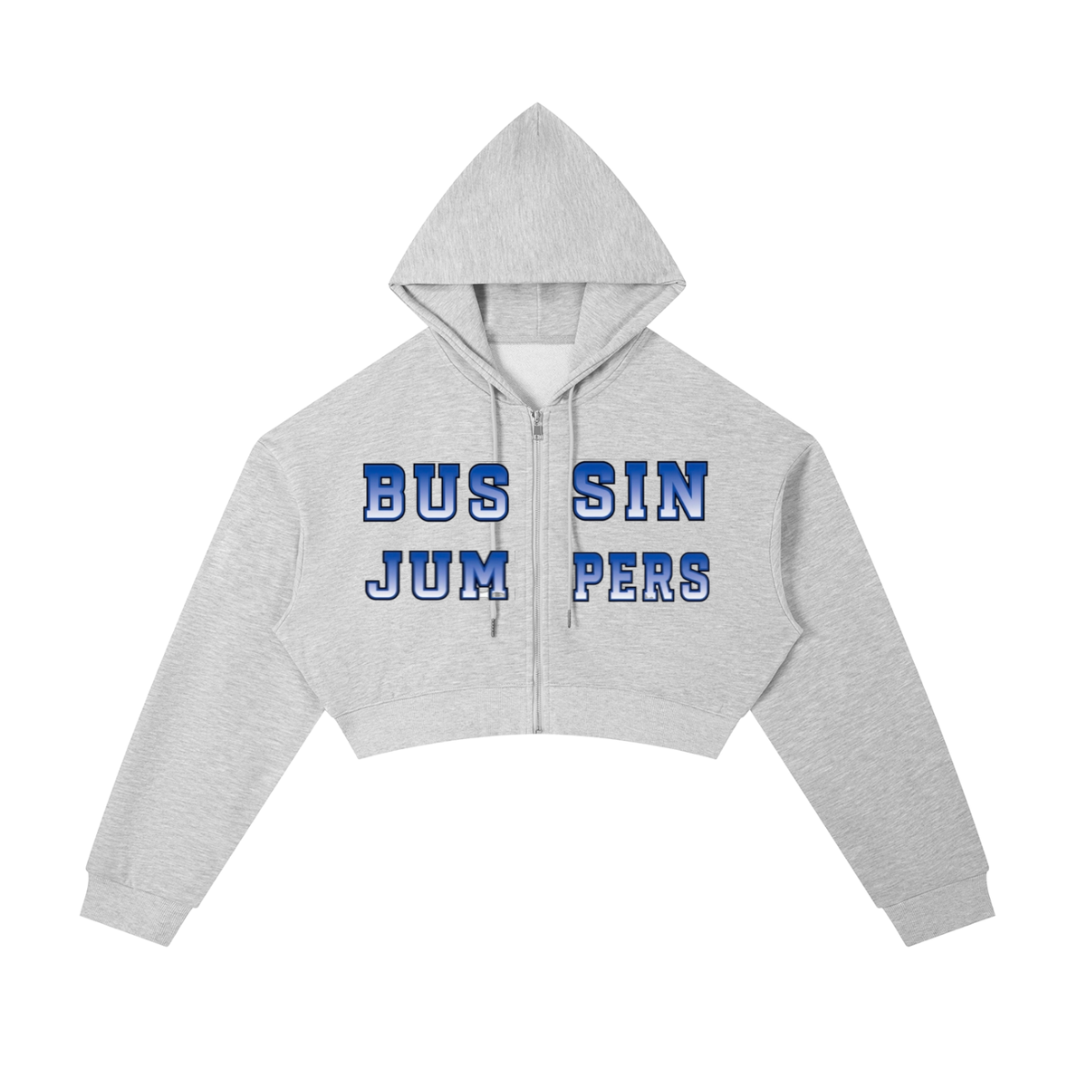 Essential Blue Cropped Zip-Up Hoodie