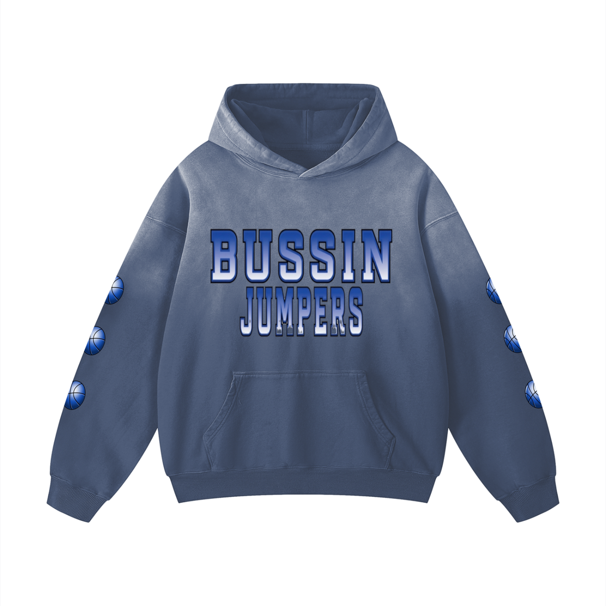 Smoke Gray & Blue Oversized Hoodie