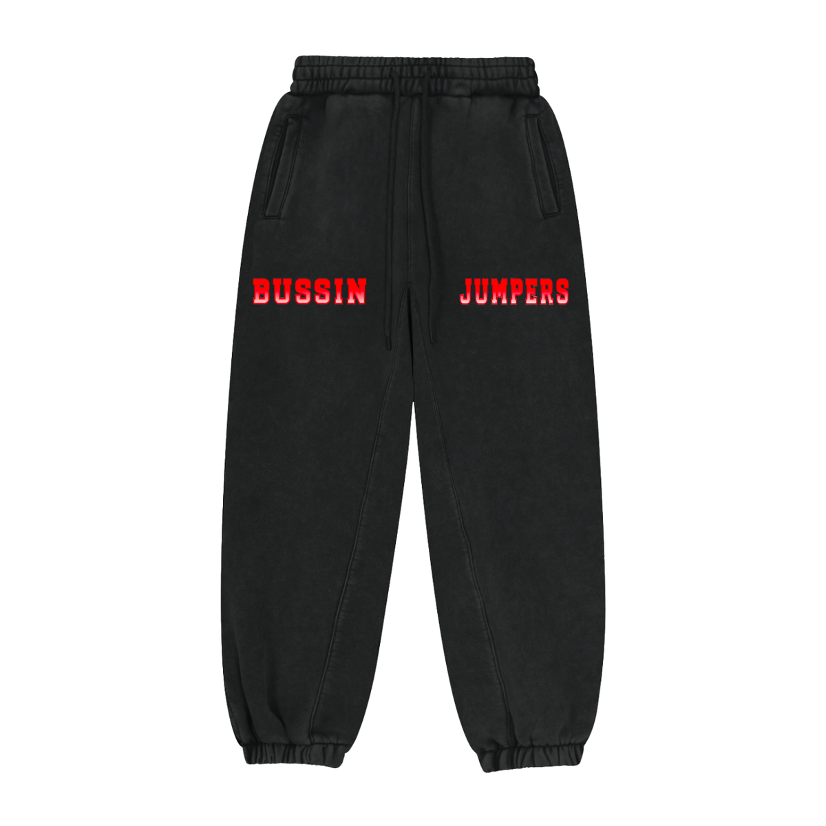 Black & Light Gray & Red Jogger Sweatpants